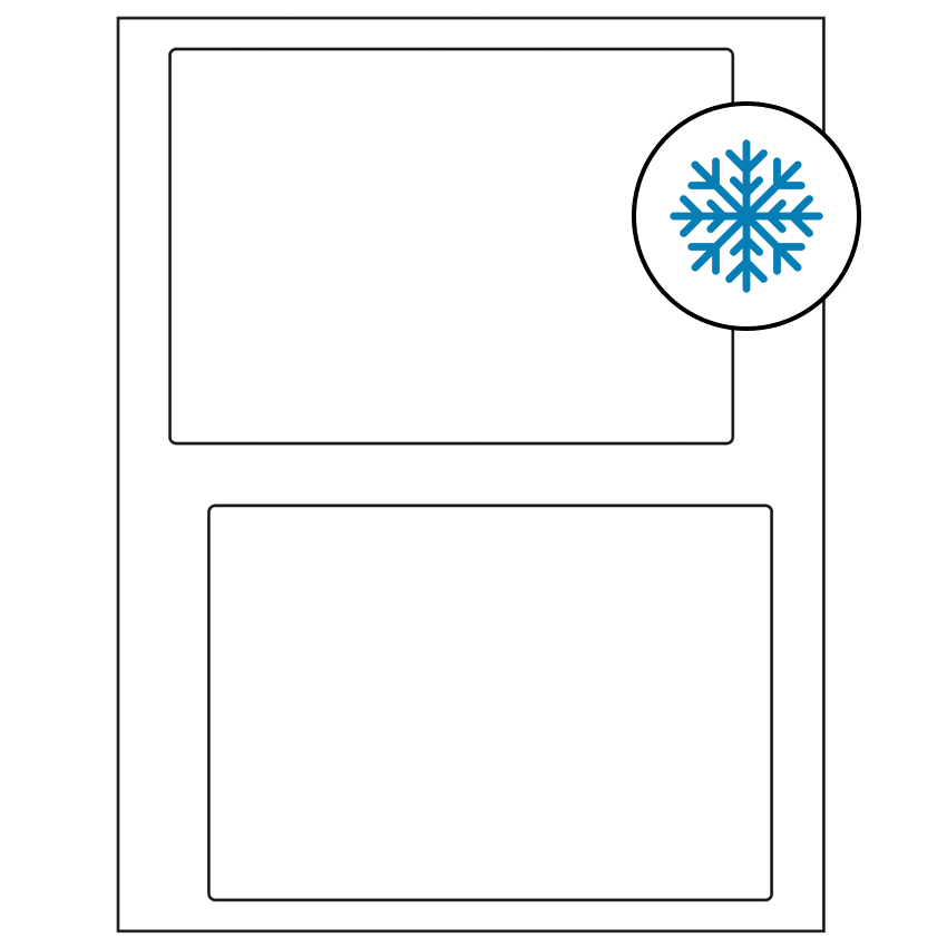 6.78" x 4.75" White Rectangular Sheet Labels - Freezer Grade Adhesive