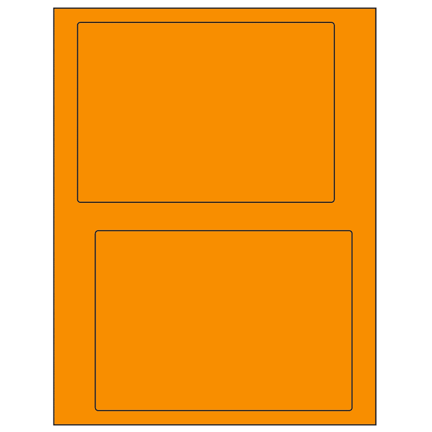 6.78" x 4.75" Fluorescent Orange Rectangular Sheet Labels