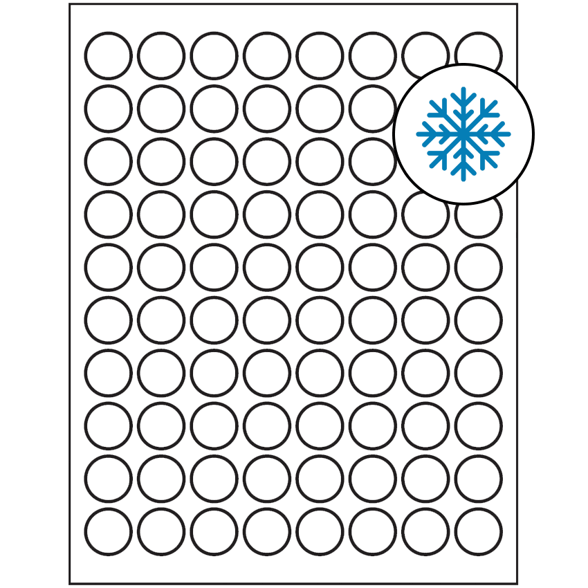 0.875" White Circular Sheet Labels - Freezer Grade Adhesive