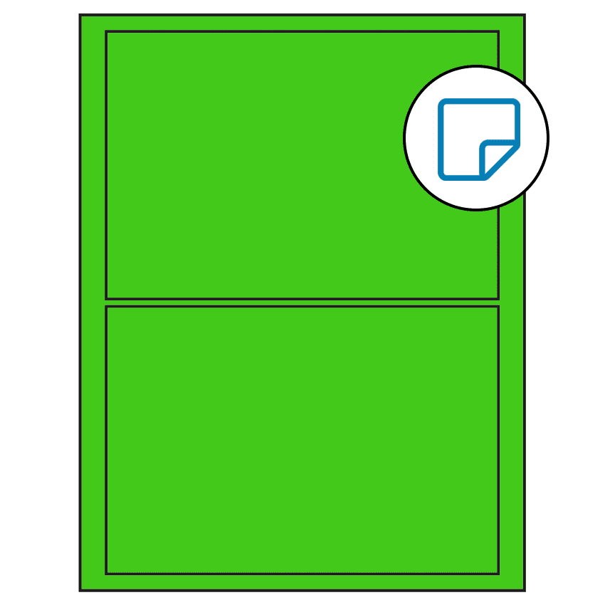 7.5" x 5.125" Fluorescent Green Rectangular Sheet Labels - Removable Adhesive