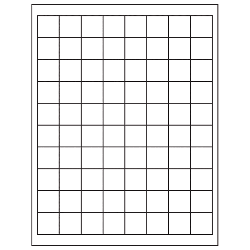 1" x 1" White Matte Litho Square Sheet Labels