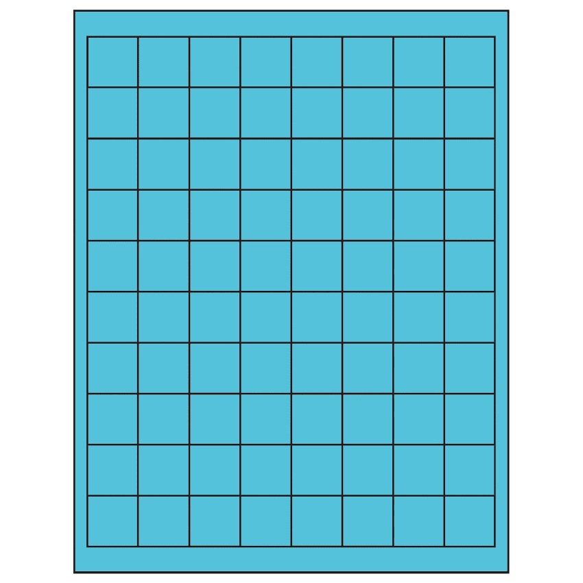 1" x 1" Turquoise Square Sheet Labels