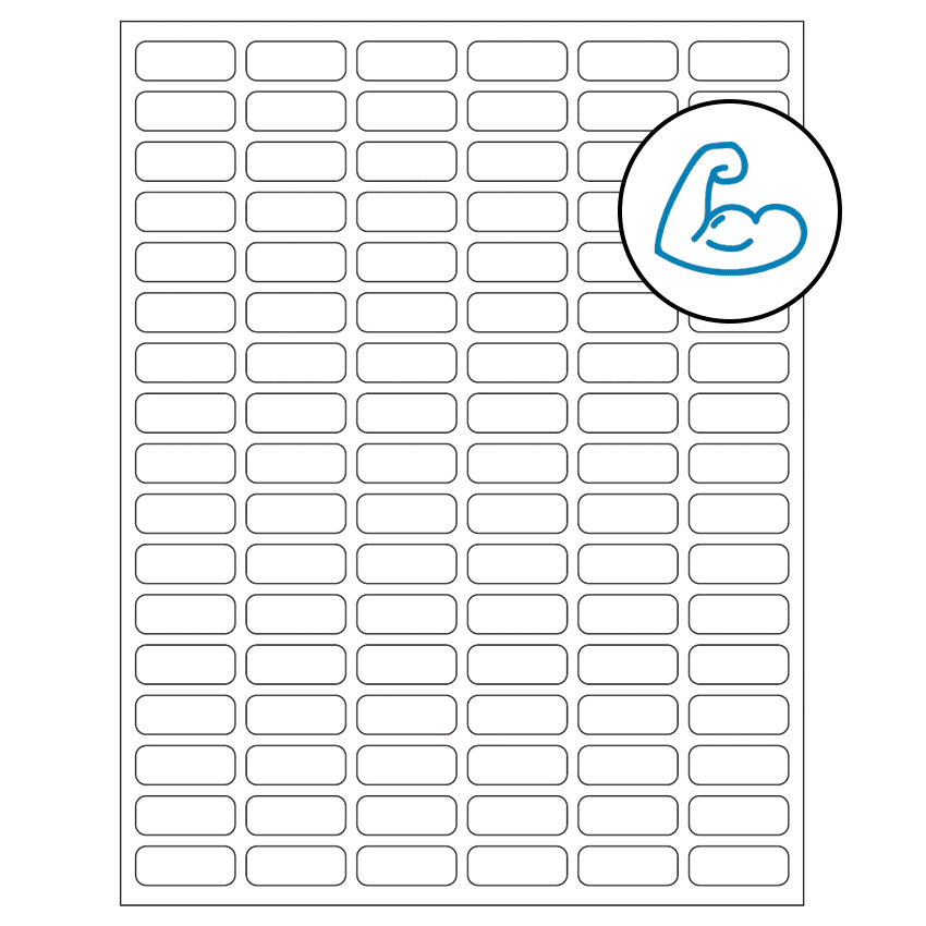 1.25" x 0.5" White Rectangular Sheet Labels - Ultra Aggressive Adhesive