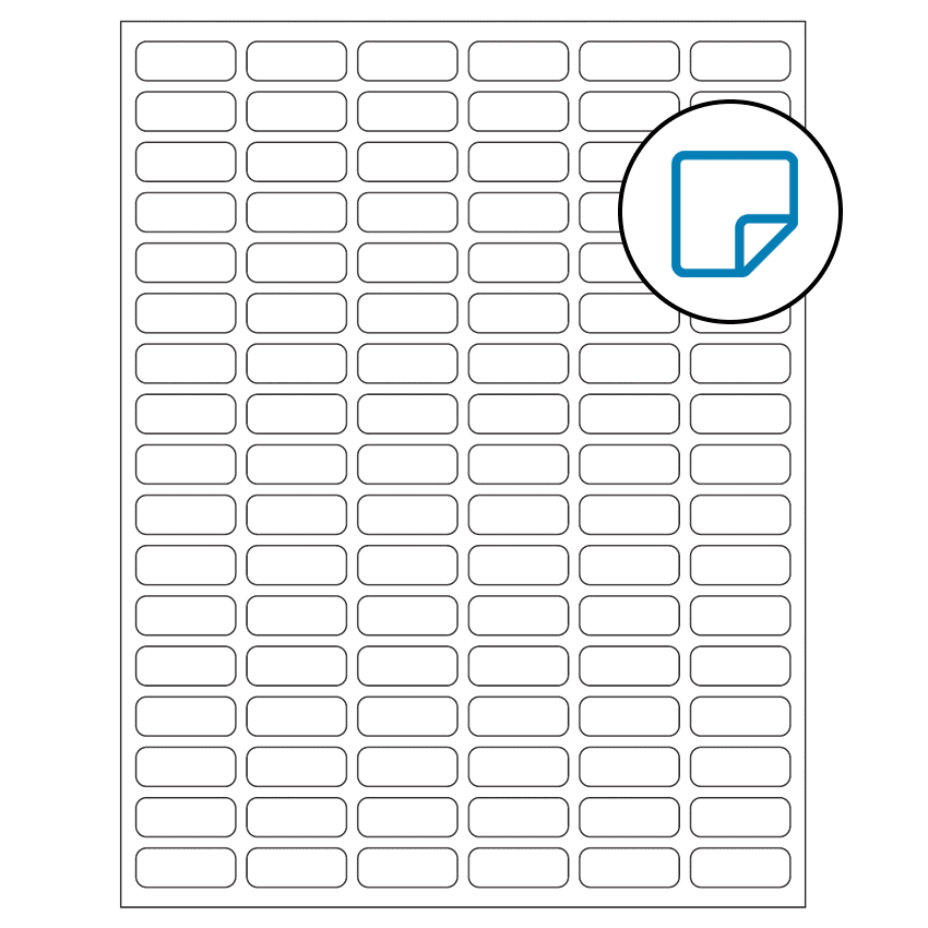 1.25" x 0.5" White Rectangular Sheet Labels - Removable Adhesive