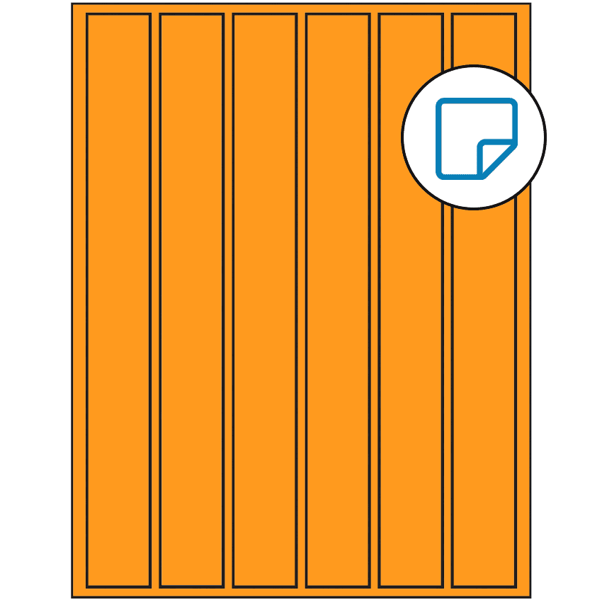 1.18" x 10.6" Fluorescent Orange Rectangular Sheet Labels - Removable Adhesive