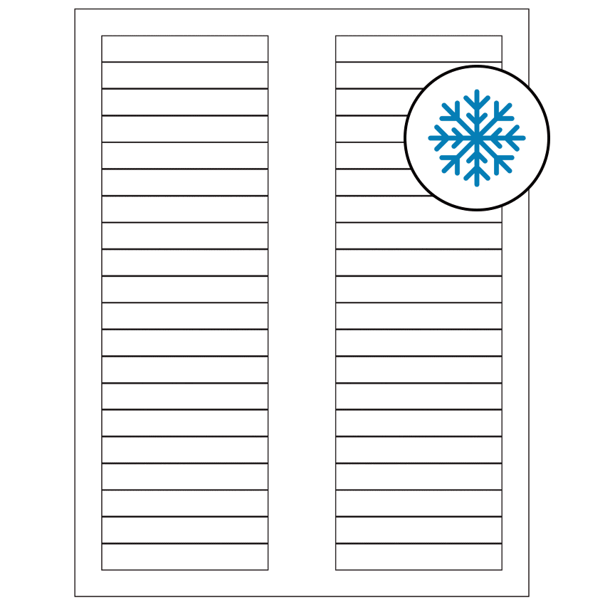 3.125" x 0.5" White Rectangular Sheet Labels - Freezer Grade Adhesive