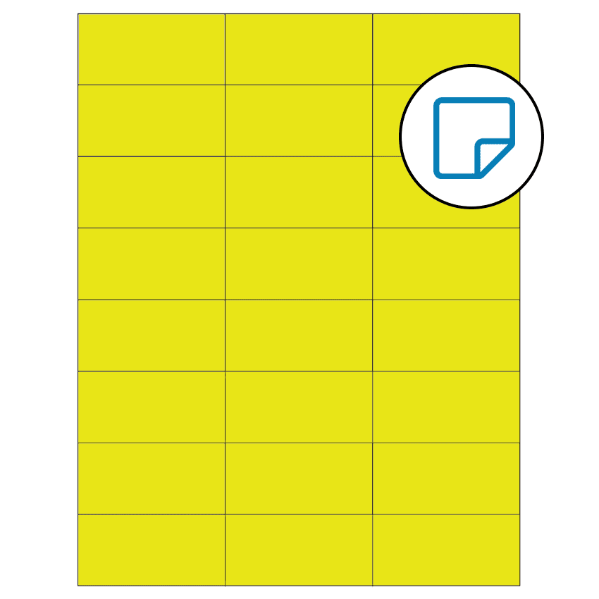 2.83" x 1.375" Fluorescent Yellow Rectangular Sheet Labels - Removable Adhesive