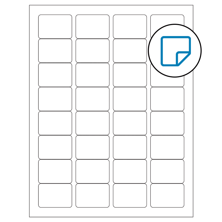 1.75" x 1.25" White Rectangular Sheet Labels - Removable Adhesive