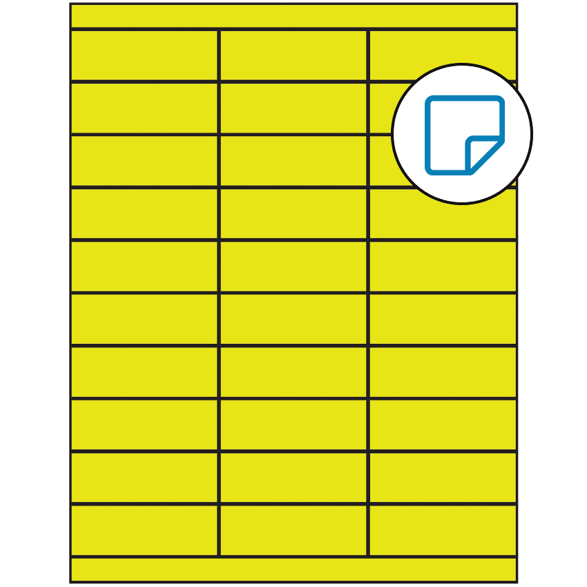 2.83" x 1" Fluorescent Yellow Rectangular Sheet Labels - Removable Adhesive