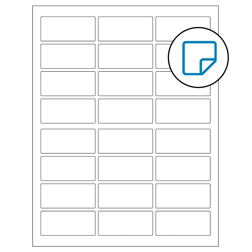 2.5" x 1.125" White Rectangular Sheet Labels - Removable Adhesive