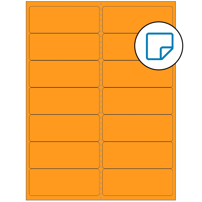 4" x 1.4375" Fluorescent Orange Rectangular Sheet Labels - Removable Adhesive