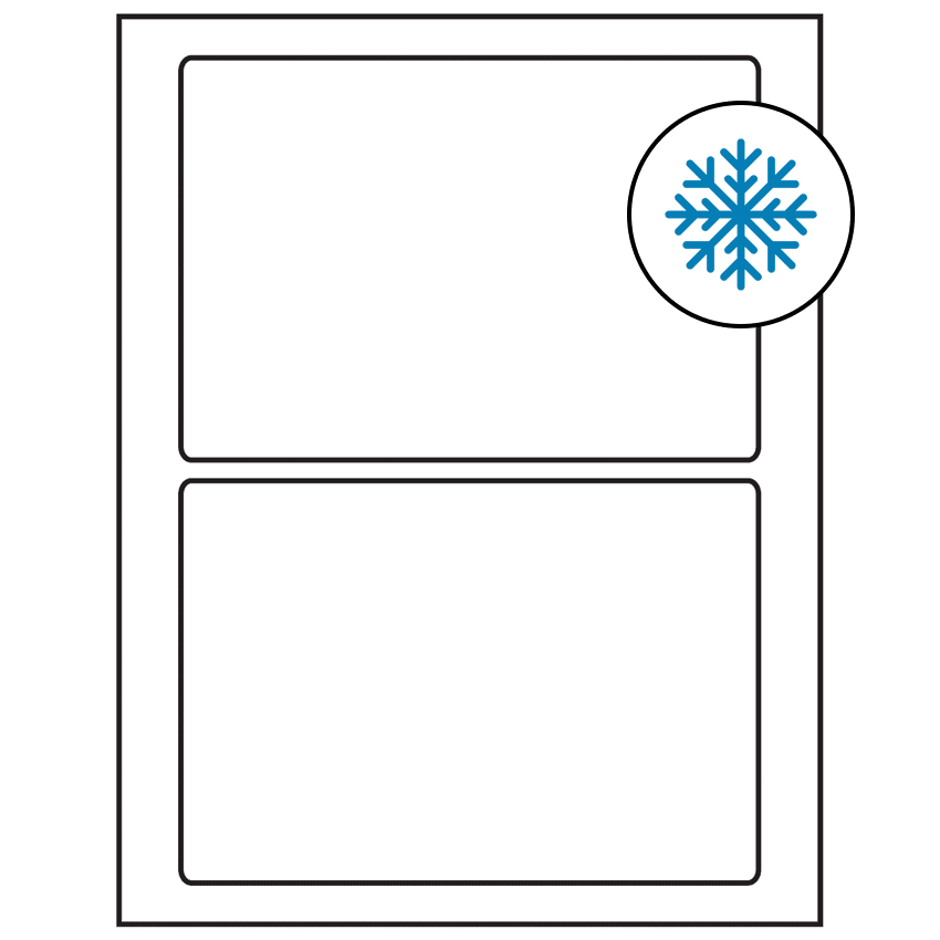 7" x 4.875" White Rectangular Sheet Labels - Freezer Grade Adhesive