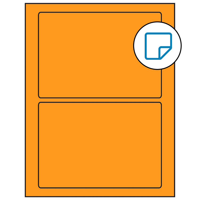 7" x 4.875" Fluorescent Orange Rectangular Sheet Labels - Removable Adhesive