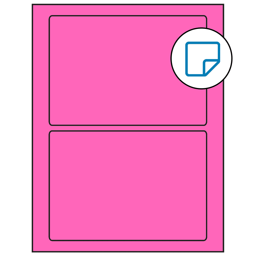7" x 4.875" Fluorescent Pink Rectangular Sheet Labels - Removable Adhesive