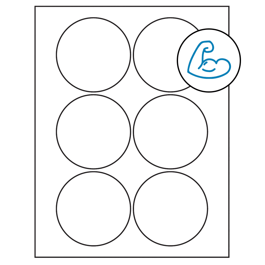 3.25" White Circular Sheet Labels - Ultra Aggressive Adhesive