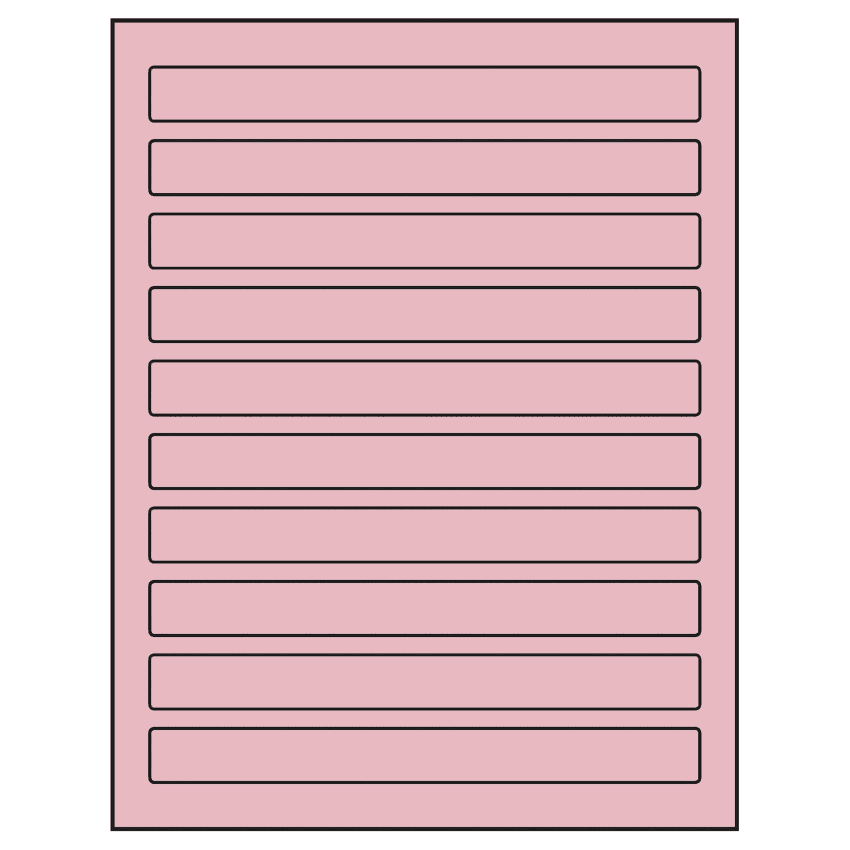 7.5" x 0.75" Pastel Pink Rectangular Sheet Labels