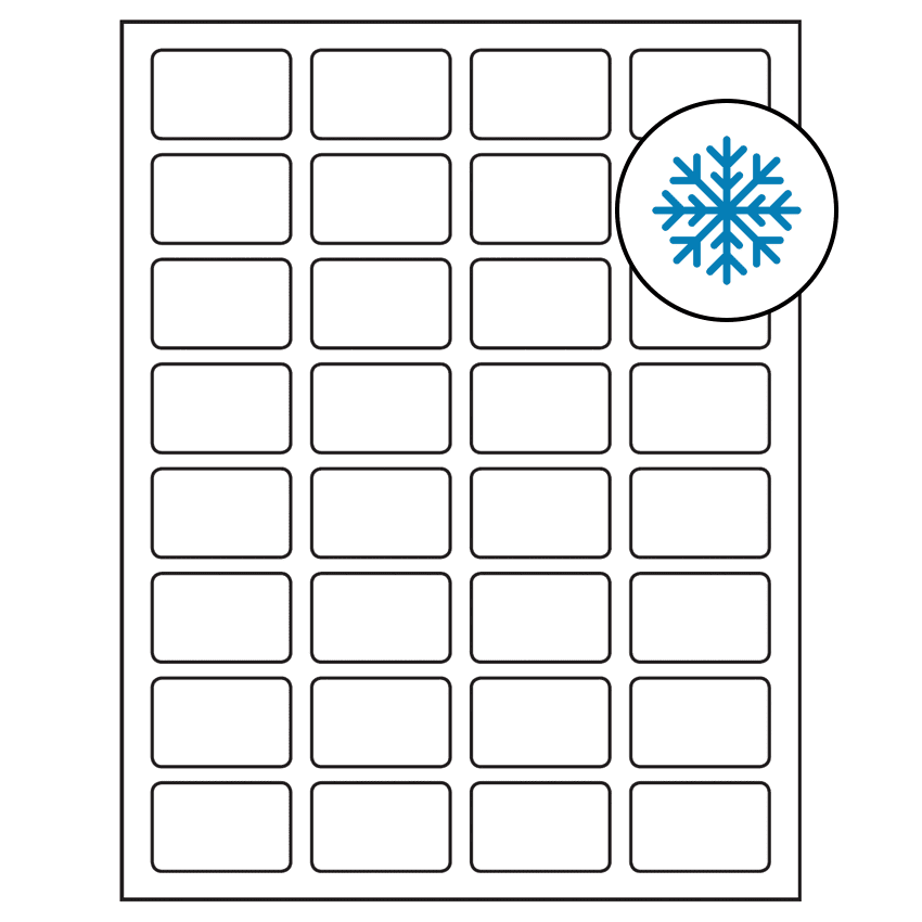 1.75" x 1.125" White Rectangular Sheet Labels - Freezer Grade Adhesive