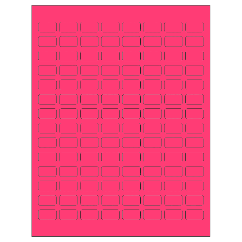 0.875" x 0.5" Fluorescent Pink Rectangular Sheet Labels