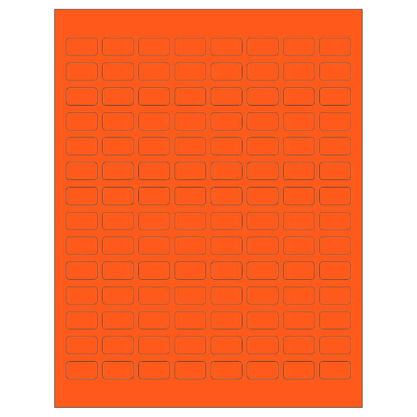0.875" x 0.5" Fluorescent Red Rectangular Sheet Labels