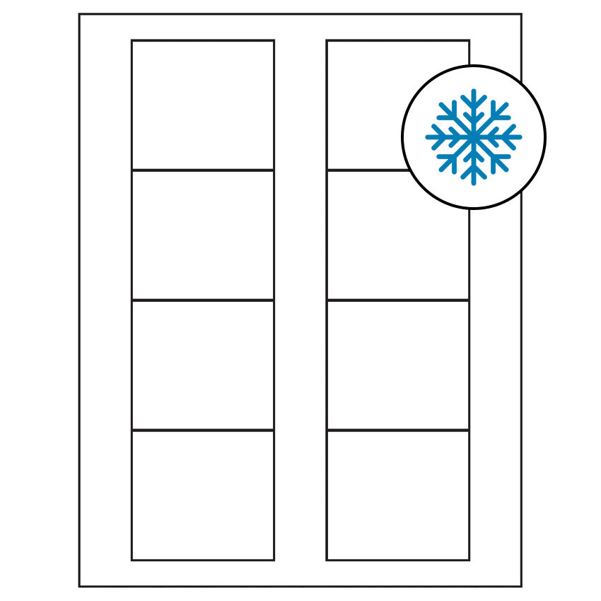 2.75" x 2.5" White Rectangular Sheet Labels - Freezer Grade Adhesive