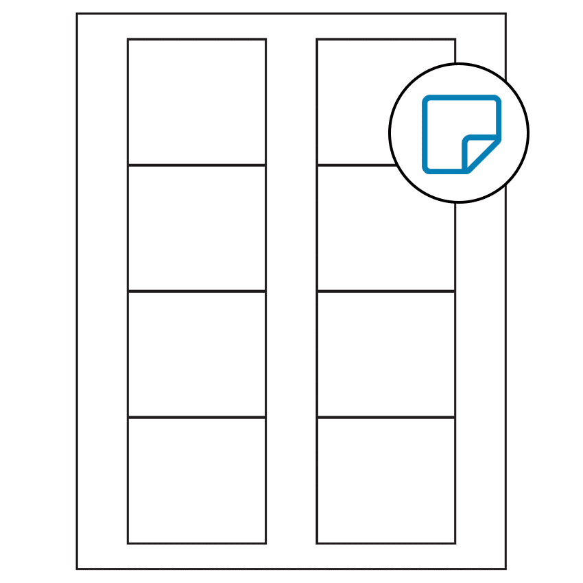 2.75" x 2.5" White Rectangular Sheet Labels - Removable Adhesive