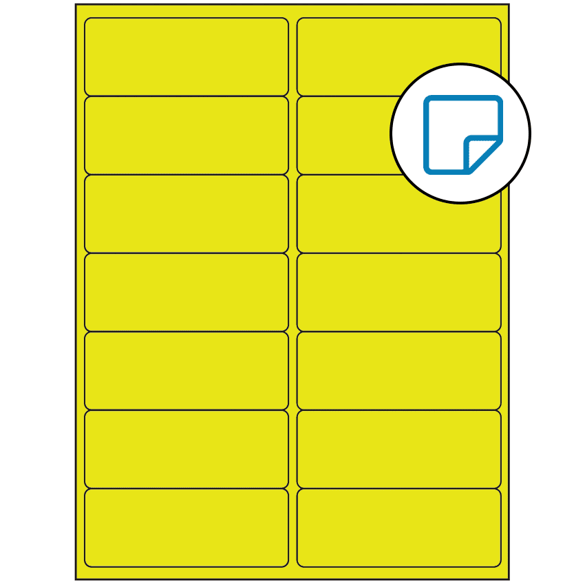 4" x 1.4375" Fluorescent Yellow Rectangular Sheet Labels - Removable Adhesive