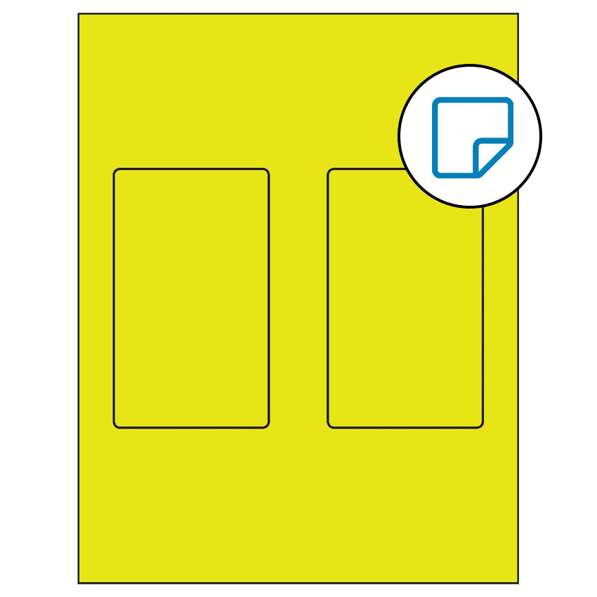 3" x 5" Fluorescent Yellow Rectangular Sheet Labels - Removable Adhesive