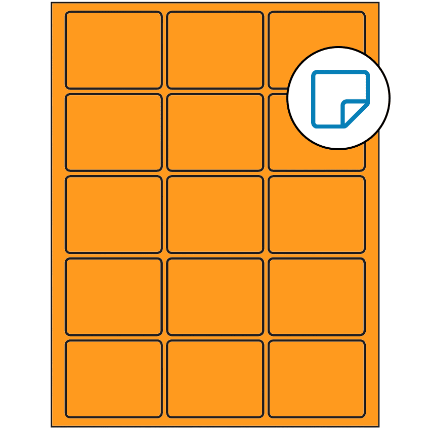 2.5" x 2" Fluorescent Orange Rectangular Sheet Labels - Removable Adhesive