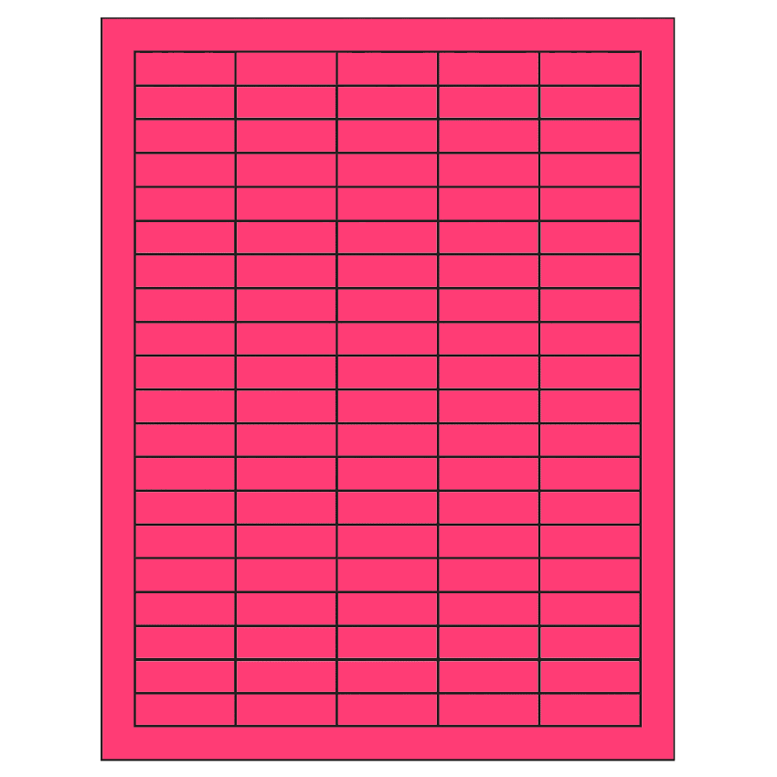 1.5" x 0.5" Fluorescent Pink Rectangular Sheet Labels