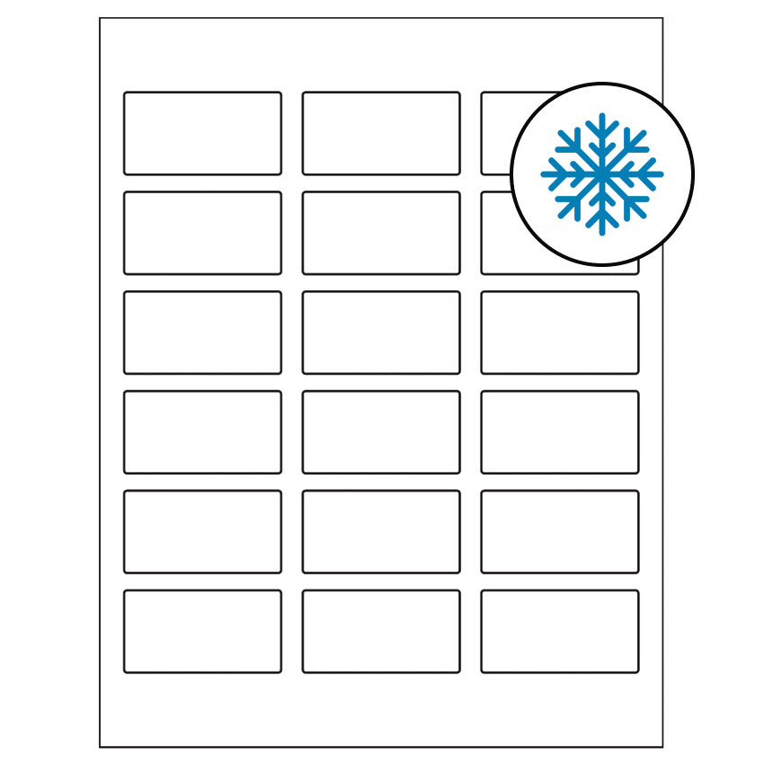 2.375" x 1.25" White Rectangular Sheet Labels - Freezer Grade Adhesive
