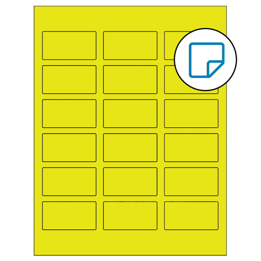2.375" x 1.25" Fluorescent Yellow Rectangular Sheet Labels - Removable Adhesive