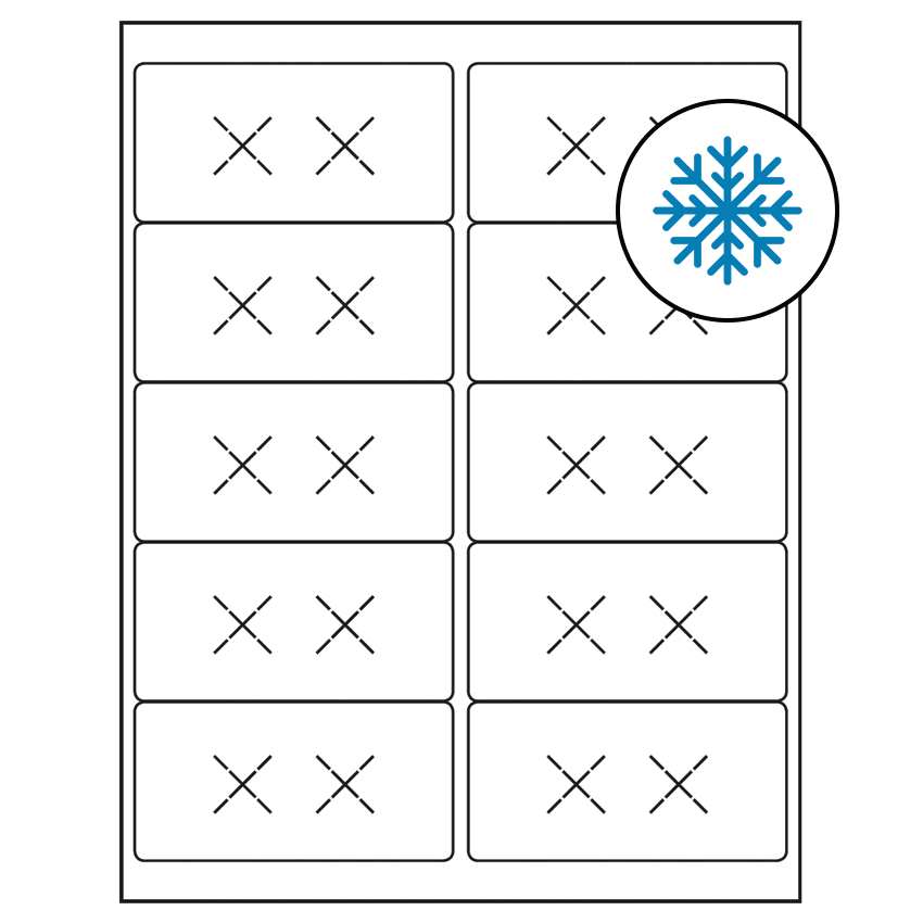 4" x 2" White Rectangular Sheet Labels - Freezer Grade Adhesive