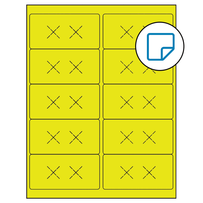 4" x 2" Fluorescent Yellow Rectangular Sheet Labels - Removable Adhesive