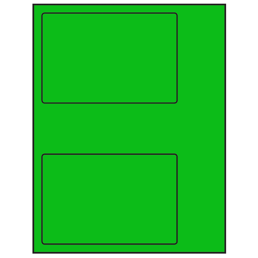 6" x 4" Fluorescent Green Rectangular Sheet Labels