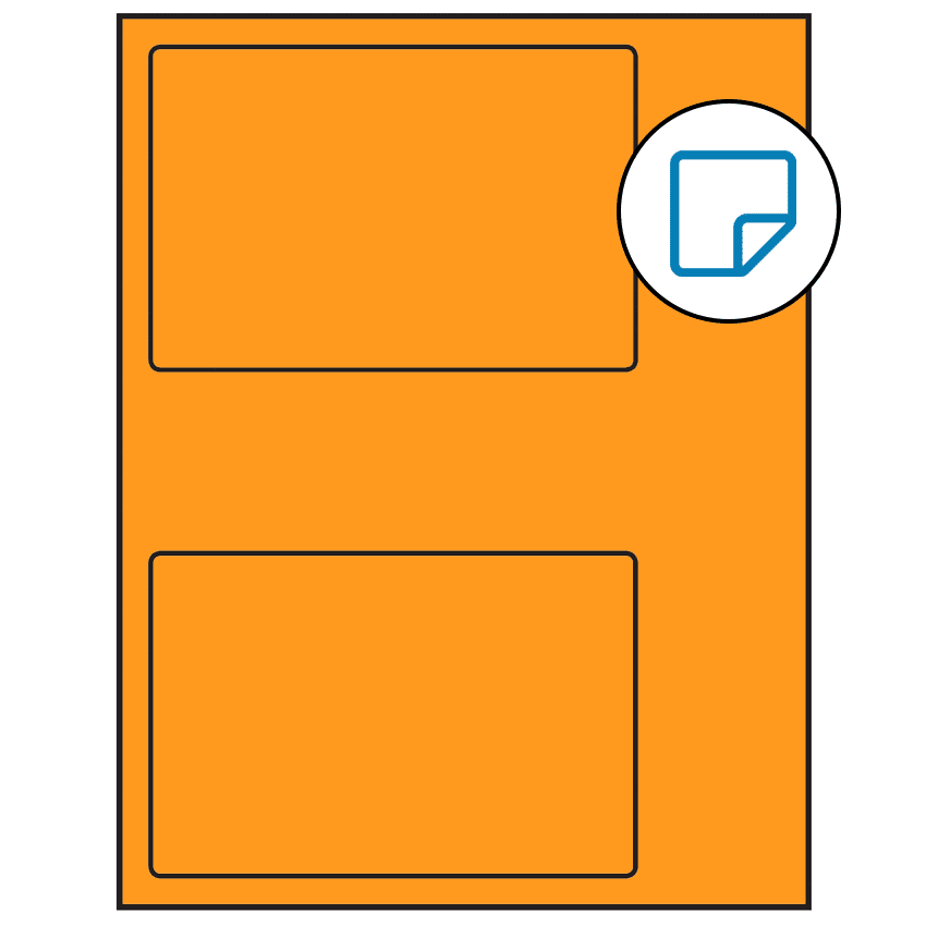 6" x 4" Fluorescent Orange Rectangular Sheet Labels - Removable Adhesive