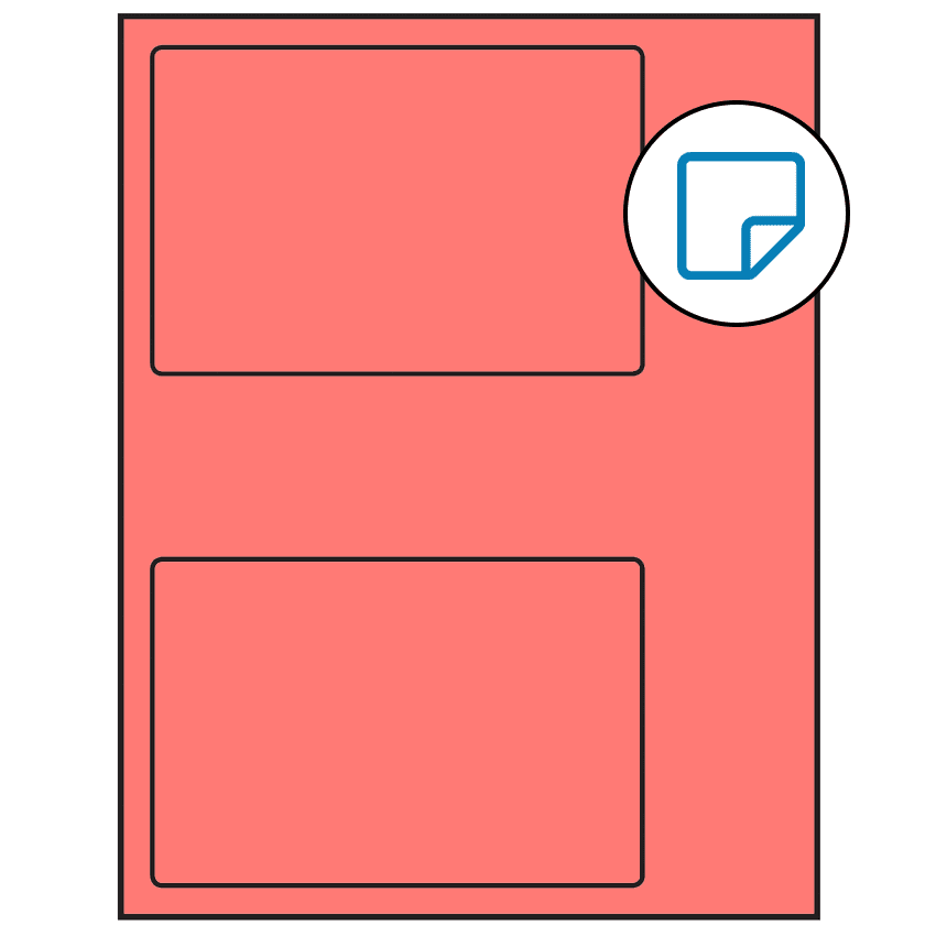 6" x 4" Fluorescent Red Rectangular Sheet Labels - Removable Adhesive