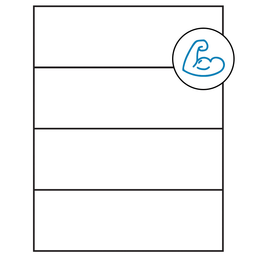 8.5" x 2.75" White Rectangular Sheet Labels - Ultra Aggressive Adhesive