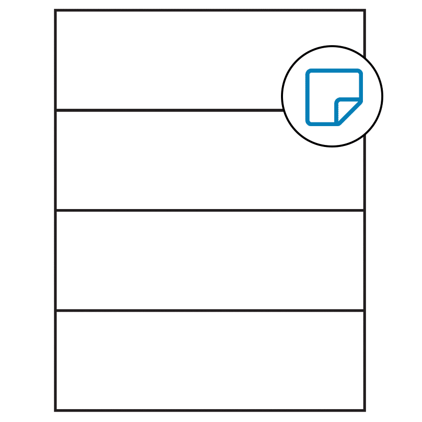 8.5" x 2.75" White Rectangular Sheet Labels - Removable Adhesive