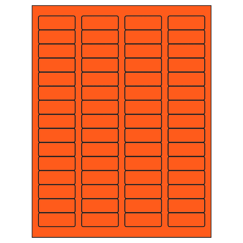 1.75" x 0.666" Fluorescent Red Rectangular Sheet Labels