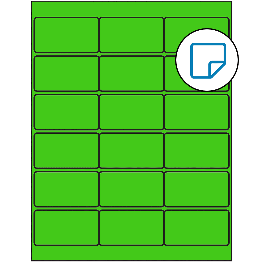 2.75" x 1.5" Fluorescent Green Rectangular Sheet Labels - Removable Adhesive