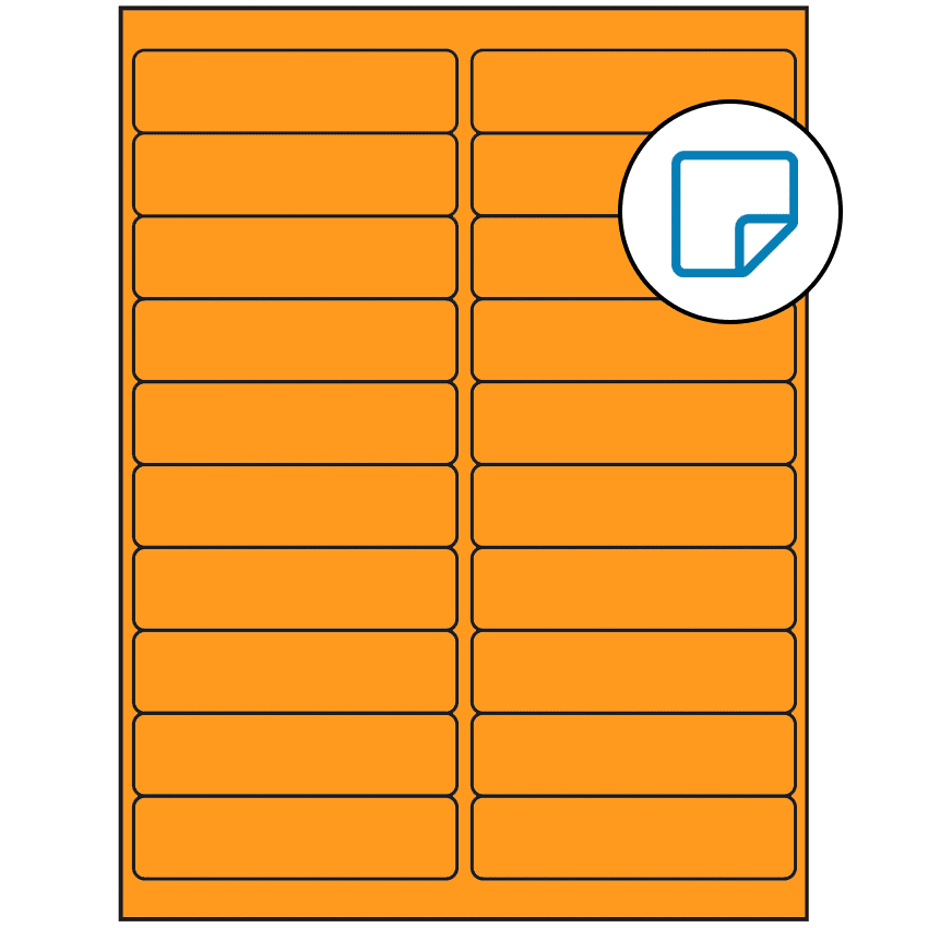 4" x 1" Fluorescent Orange Rectangular Sheet Labels - Removable Adhesive