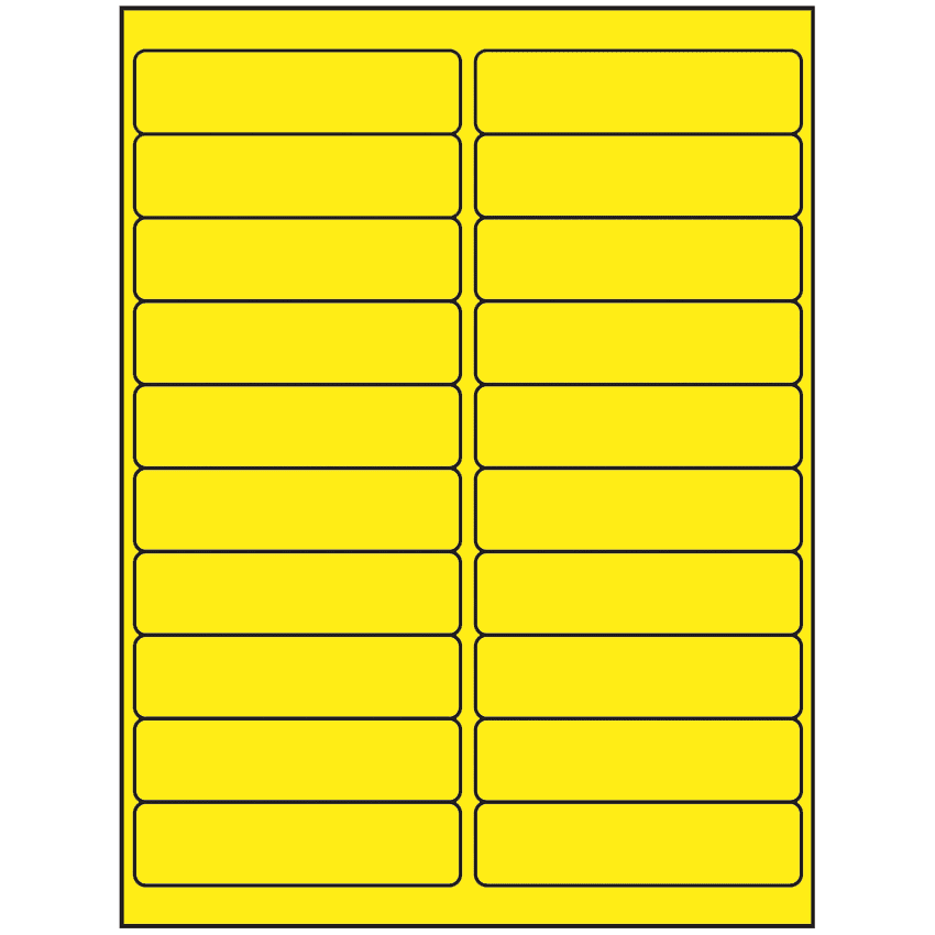 4" x 1" Fluorescent Yellow Rectangular Sheet Labels