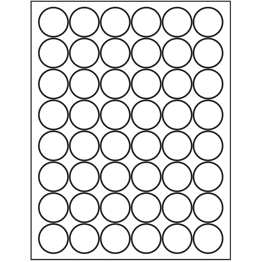 1.25" White Circular Sheet Labels