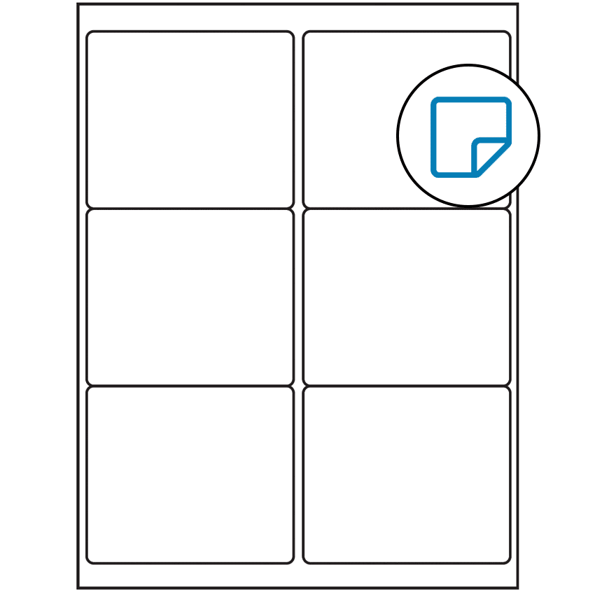 4" x 3.33" White Rectangular Sheet Labels (6-UP) - Removable Adhesive