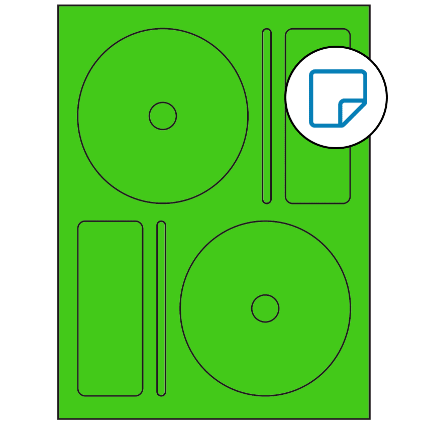 4.656" x 4.656" Fluorescent Green Sheet Labels - Removable Adhesive