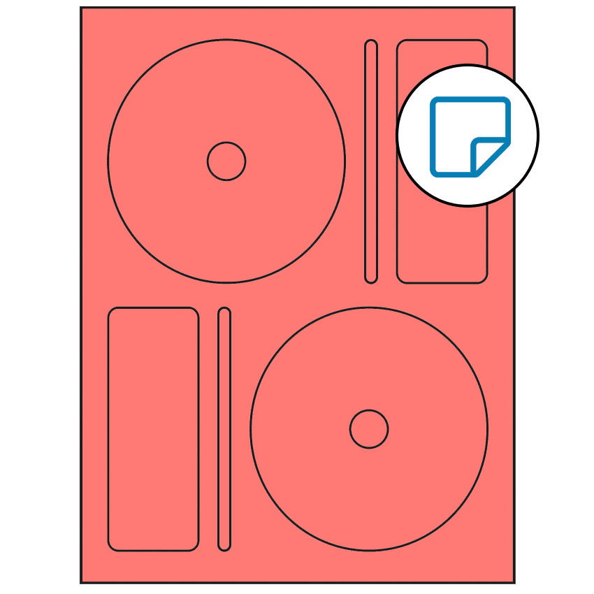 4.656" x 4.656" Fluorescent Red Sheet Labels - Removable Adhesive