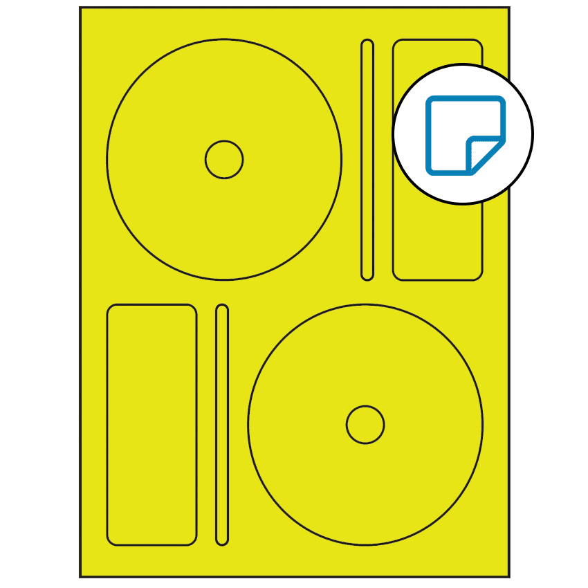 4.656" x 4.656" Fluorescent Yellow Sheet Labels - Removable Adhesive