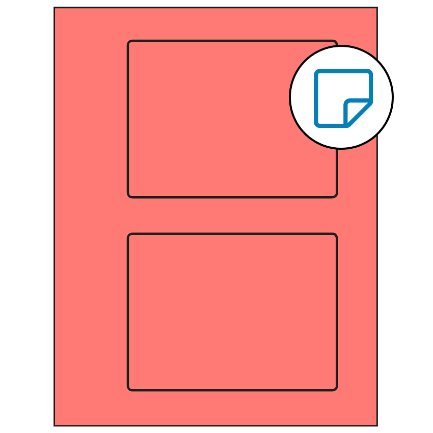 5.5" x 4.125" Fluorescent Red Rectangular Sheet Labels - Removable Adhesive