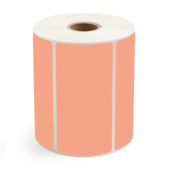 4" x 2" Fluorescent Orange - Thermal Transfer Labels - 1" Core - Freezer Grade Adhesive