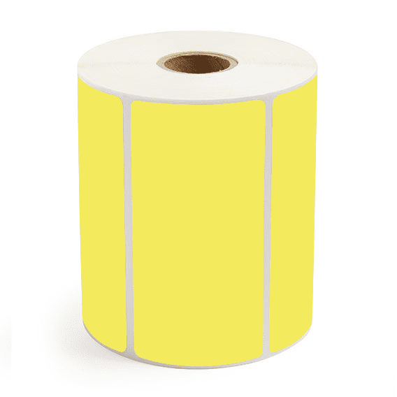 4" x 2" Yellow - Direct Thermal Labels - 1" Core